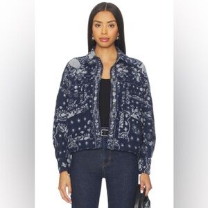 Free People X We The Free Bandana Jacquard Shirt in
Indigo Combo